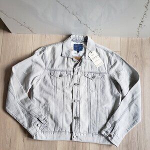 Lucky Brand Denim Jacket Mens L Gray Linen Blend Oakland NWT